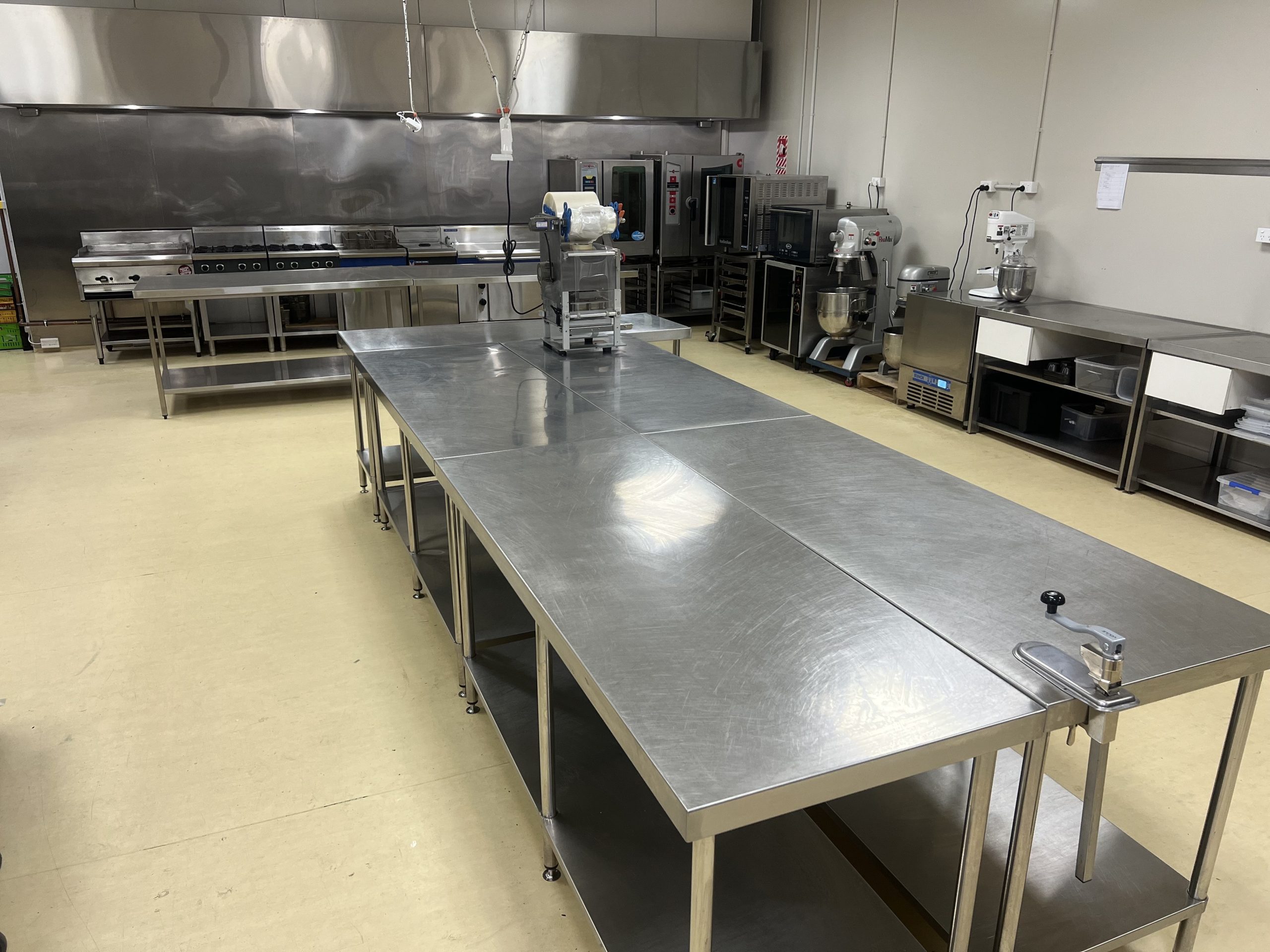 Commercial kitchen for hire in Invercargill - prep benches, gas range and ovens